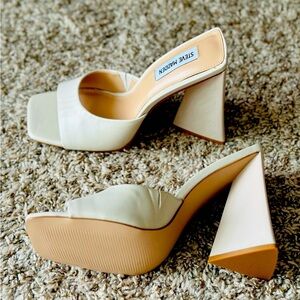 Steve Madden NEW Leather Top, Triangle Block Heels, Pointed Open Toe Shoes 9M